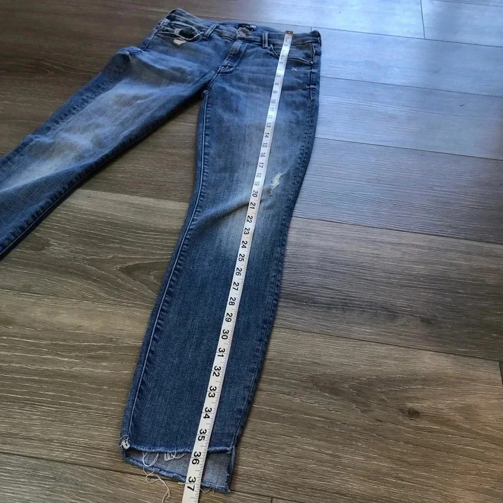 Mother Looker Ankle Step Fray Where’s The Smoke Denim Blue Jeans Women’s Size 25 - Picture 13 of 16